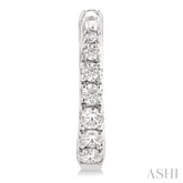 1/4 ctw Graduated Round Cut Diamond Fashion Huggies in 14K White Gold